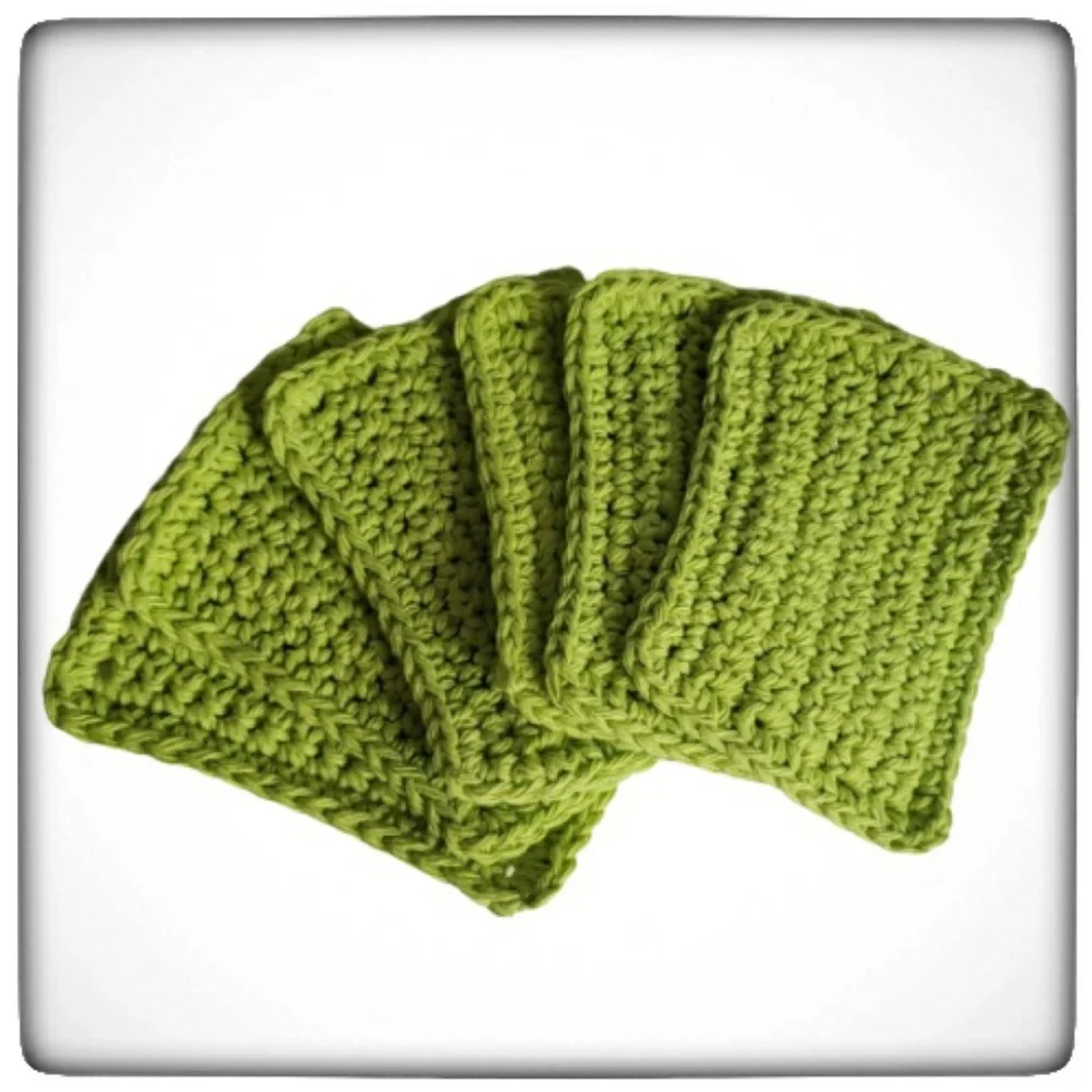 Reusable Eco Friendly Cotton Handmade Sponges-Set of 6-Lime Green